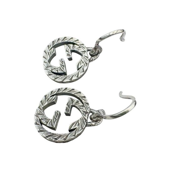 Authentic Gucci 925 Silver Interlocking GG Logo Dangle Earrings Women’s - Picture 8 of 9